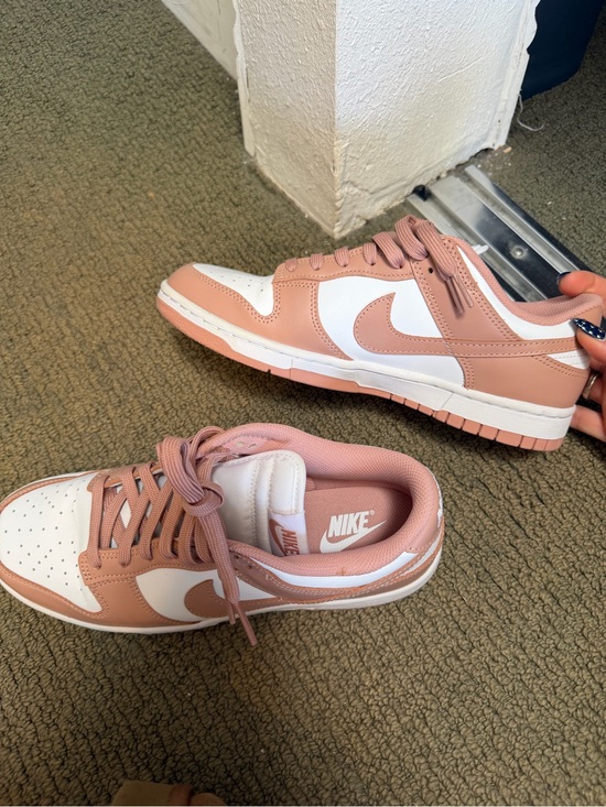 Nike Shoes - Nike Dunk Low Pink and White Leather Sneakers